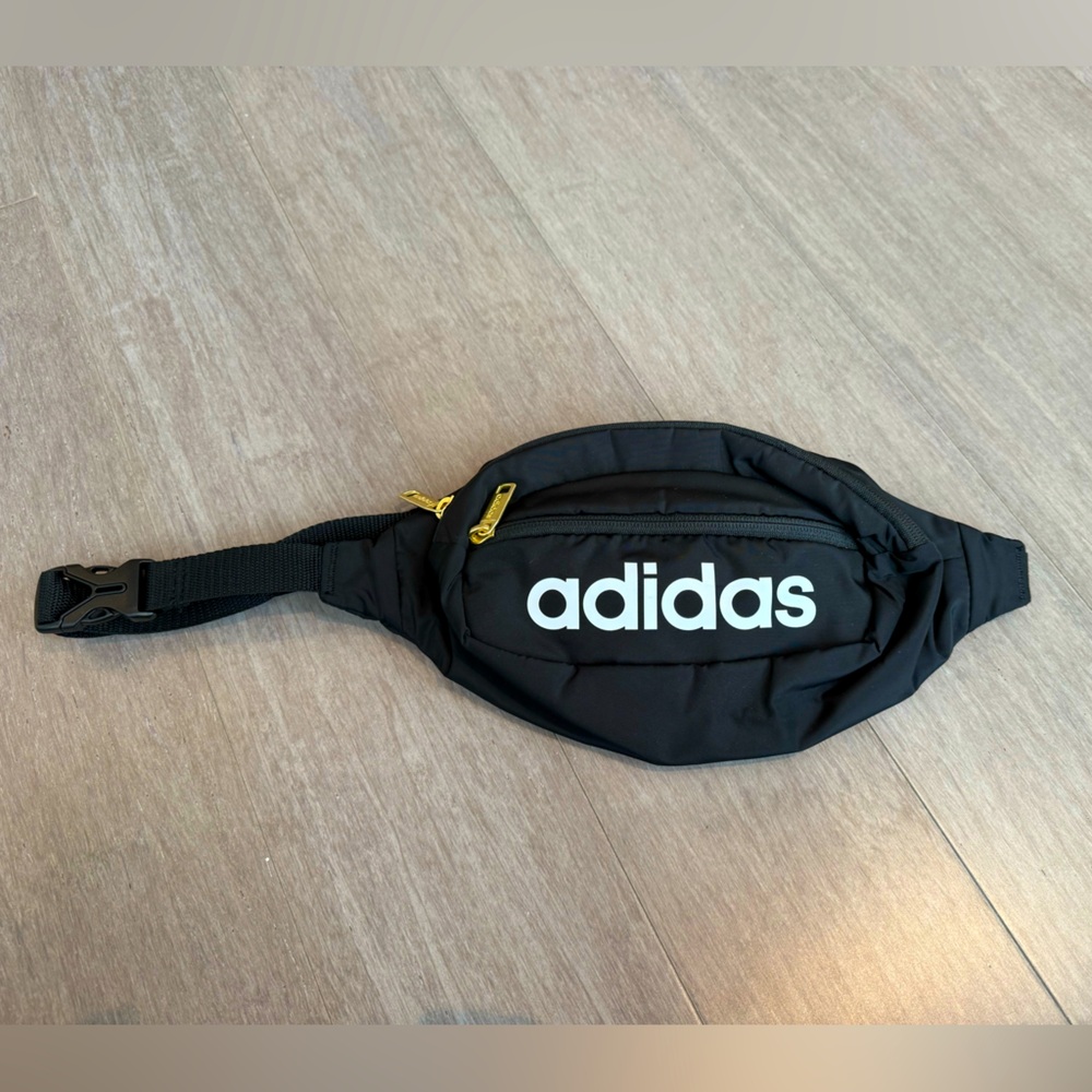 Adidas Black with gold hardware belt bag
